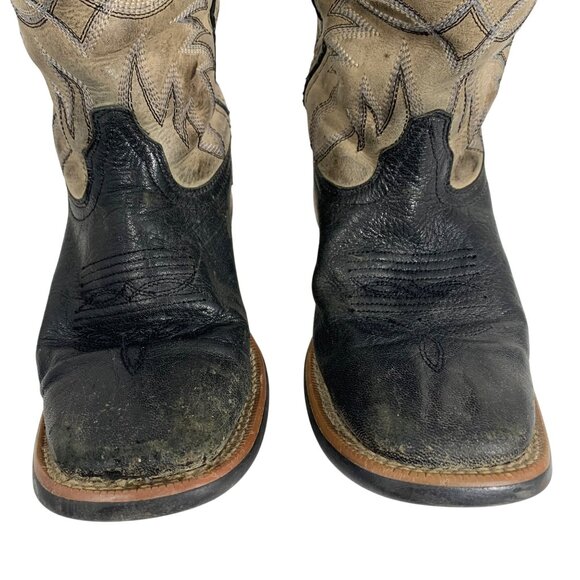 Laredo Mens Isaac 7910 Black Gray Leather Cowboy Western Boots SZ 7.5D FLAWS - Picture 3 of 8
